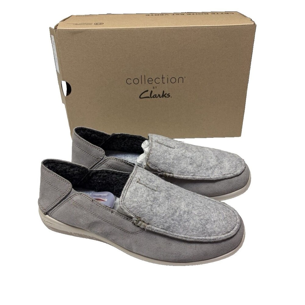 Clarks Gorwin Step Men’s Gray Suede Slip On Shoe Size 11-1/2 Wide New in Box